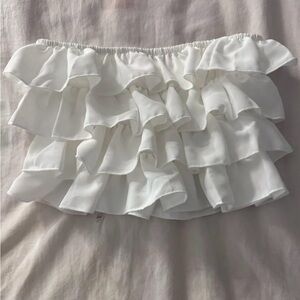Elegant White Ruffle Crop Top